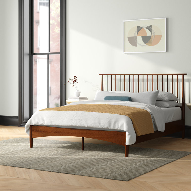 Mid century full size bed deals frame